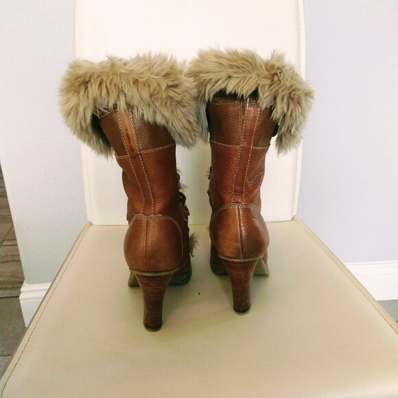 Report Signature - Faux Fur, High Heel Lace-up Boots - 8.5 - Picture 4 of 8